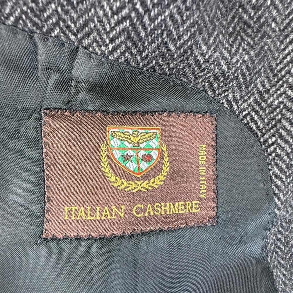 VTG TodaysManTM 44R Messina Blazer Jacket Italian Cashmere Grey Herringbone - Picture 4 of 12